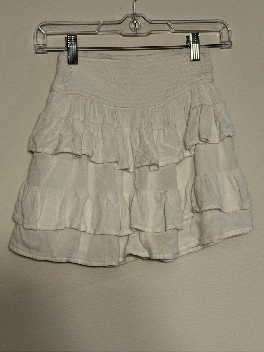 Tiered Ruffle Mini Skirt in White